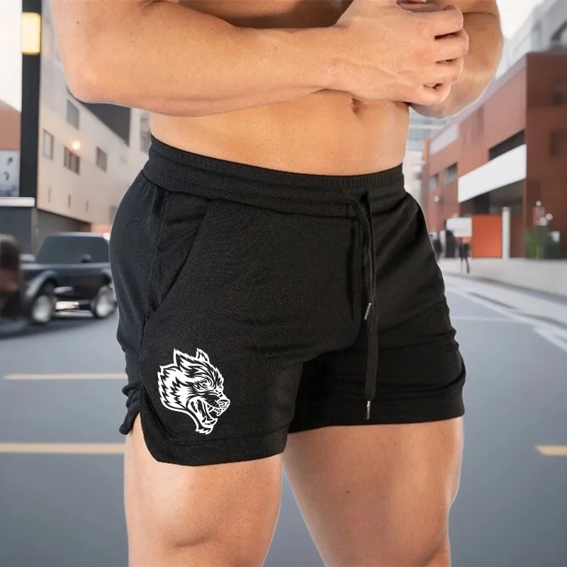 DARC SPORT Wolf-logo Sneldrogend mesh Enkellaags Running Gym Fitness Bodybuilding Training Shorts Heren Jogging Sportbroeken