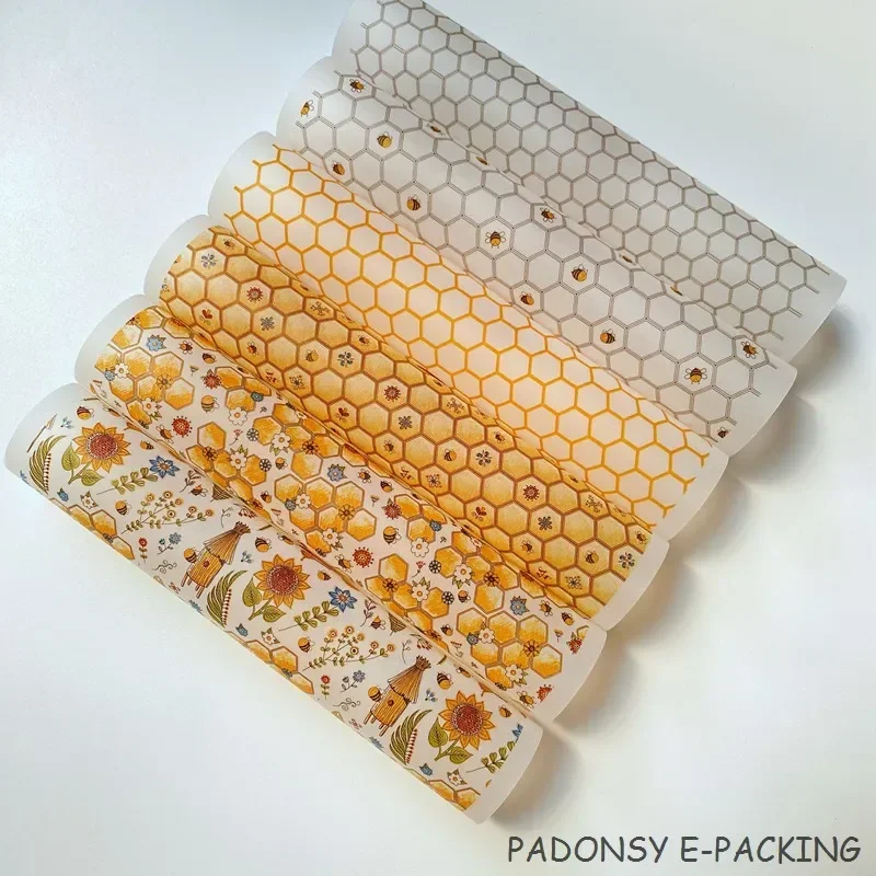 Honey Design 80% Transparent Paper Handmade Soap Wrapping Paper ECO Friendly Wax Paper Packaging for Small Business with LOGO