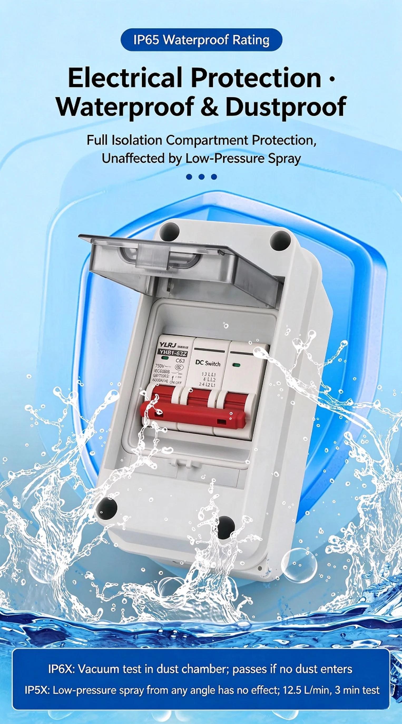 IP65 Waterproof Distribution Box, Surface & Flush Mount Circuit Breaker Enclosure, Plastic Electrical Junction Box with DIN Rail image 6