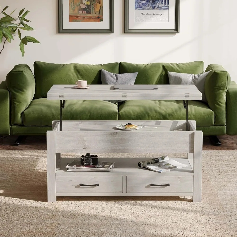 

Coffee Table, Multi-Function Tables with Drawers and Hidden Compartment, Converts To Dining Tables for Living Room, Coffee Table