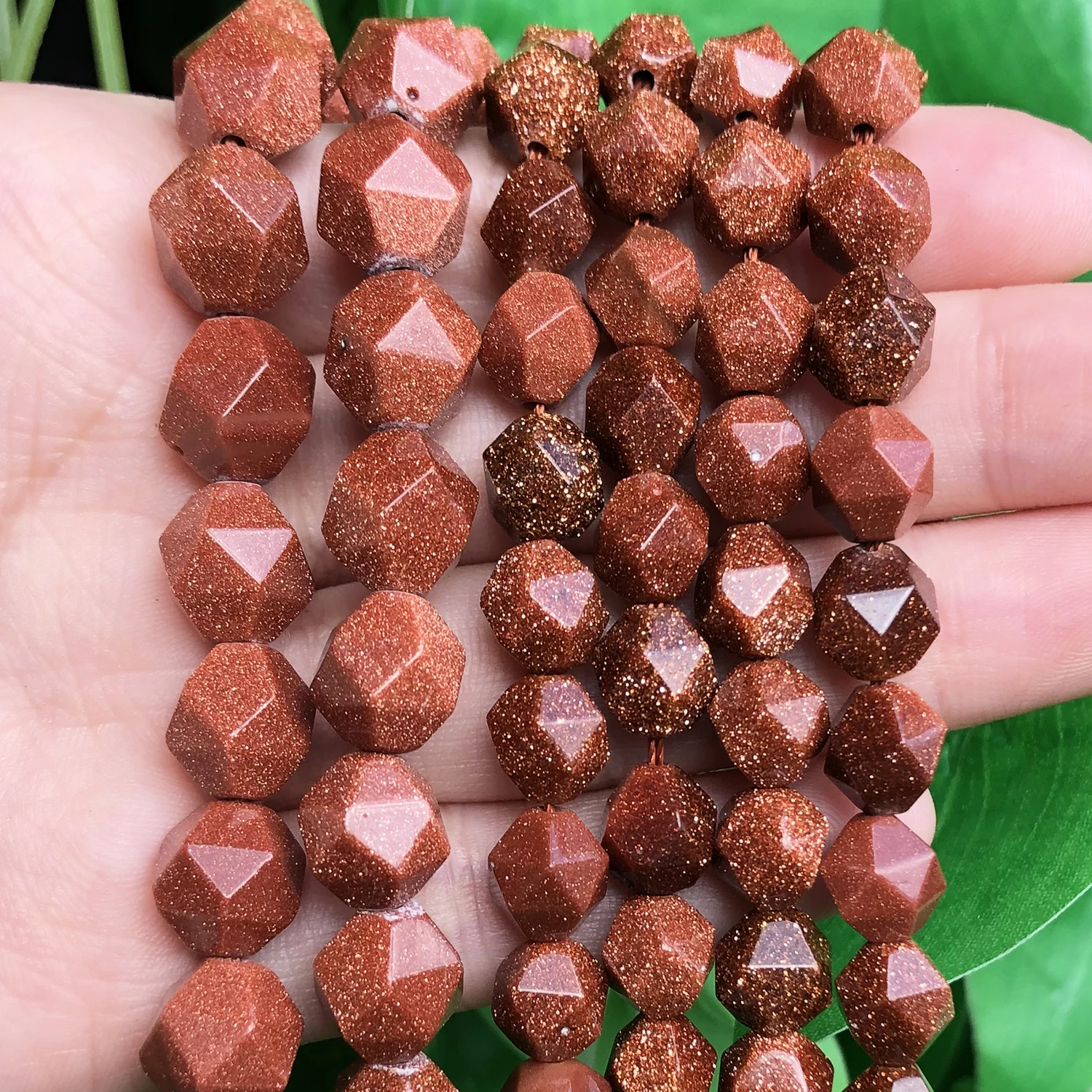 Natural Gold Color Sand Stone Faceted Loose Beads Diy Handmade Bracelet for Jewelry Making Accessories 15\'\' Pick Size 6 8 10mm