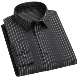 Men's Fashion Wrinkle Free Gradual Striped Dress Shirts Without Pocket Comfortable Long Sleeve Standard-fit Easy Care Tops Shirt