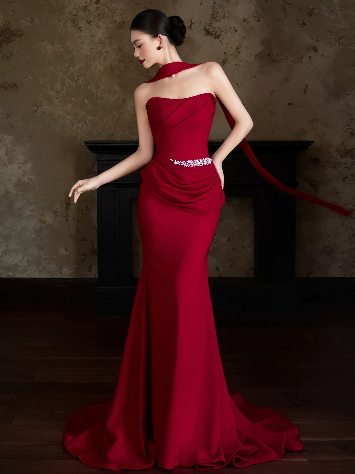 

Элегантное длинное вечернее платье для женщин: для новогодних и свадебных церемоний, торжественных мероприятий, корейский стиль, на молнии