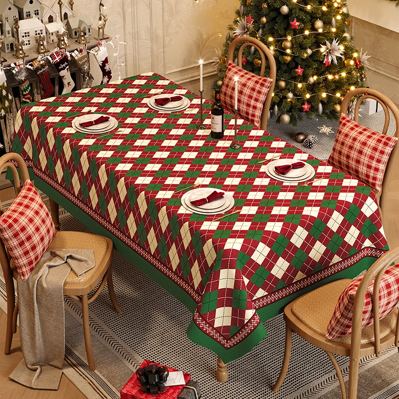 High Quality Waterproof Christmas Tablecloth Pvc Oil-Proof Holiday Dining Table Covers Aesthetic Anti-Wear New Year Room Decor