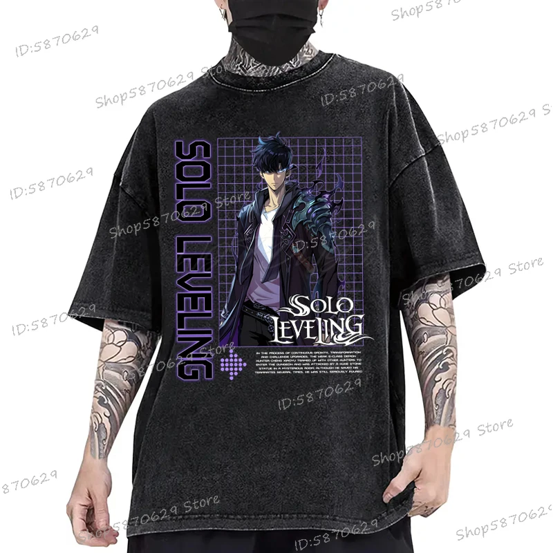 Männer Frauen Kleidung Solo Leveling Sung Jin-woo Mode Baumwolle T-shirt Street Style Unisex Anime Manga Neue Gewaschene T-shirts 2025