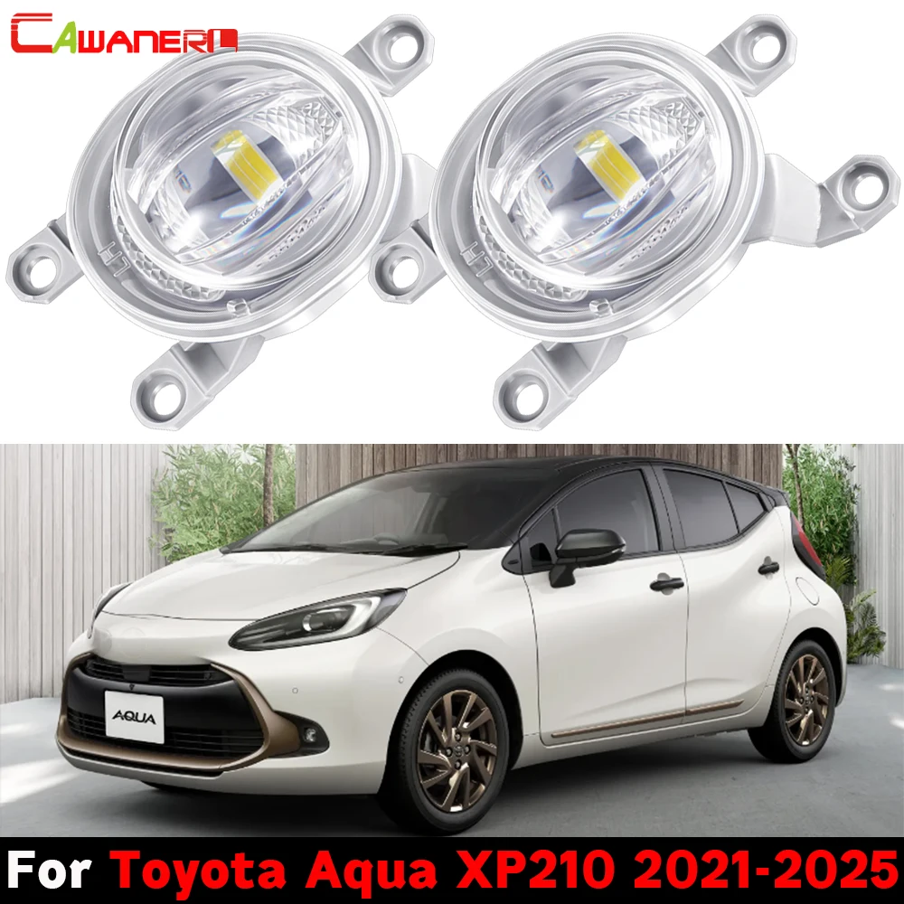 

2 Pieces Canbus Fog Light For Toyota Aqua XP210 2021 2022 2023 2024 2025 Car Front Bumper LED Lens Fog Lamp Daylight DRL 12V