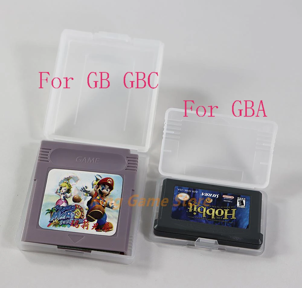 2 шт./лот для GB GBC GBP GBA SP, прозрачные пластиковые чехлы для картриджей, коробка для хранения, защитный держатель, пылезащитный чехол для GBA