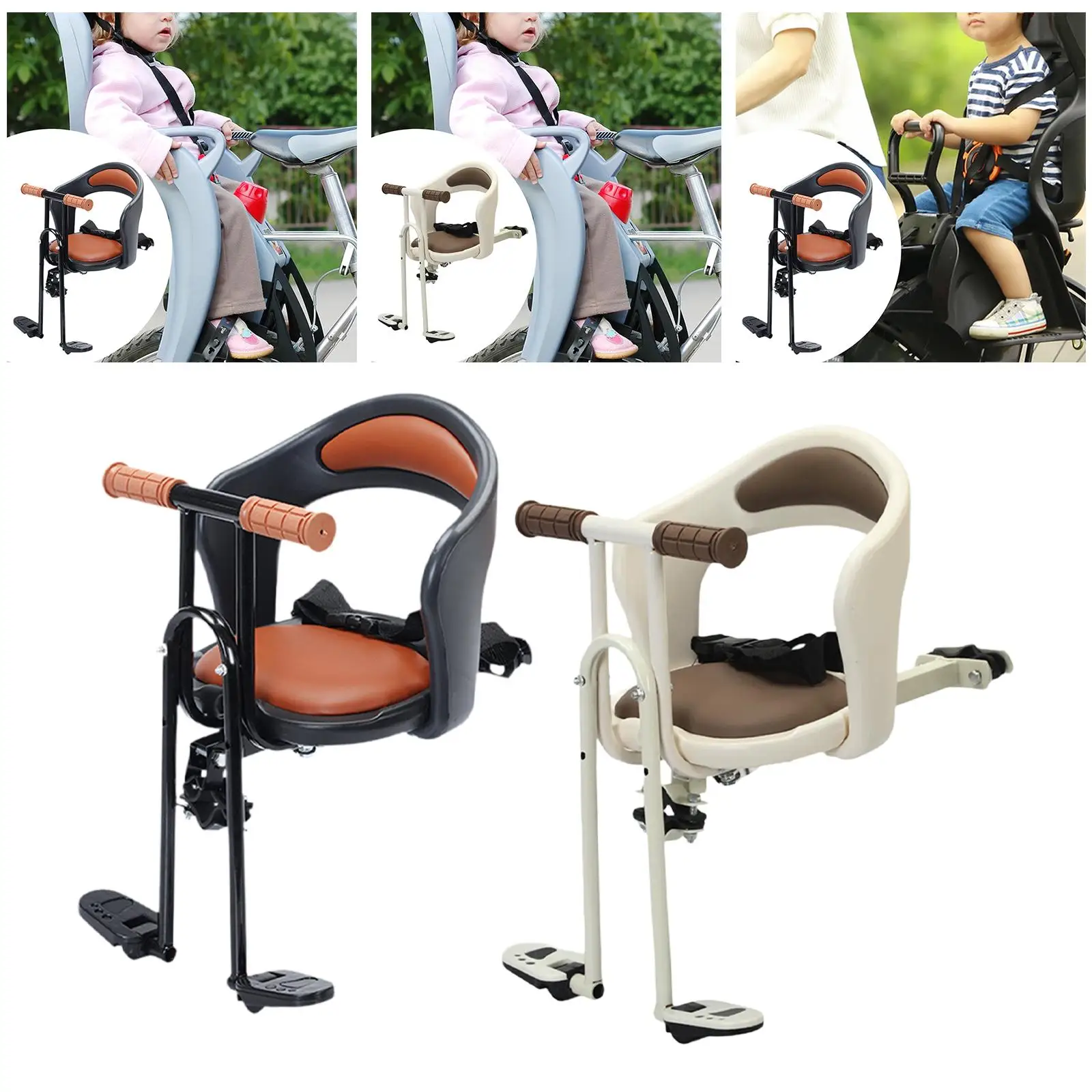

Kids Front Seat Easy to Install Portable Non Slip Stable Comfort Detachable Child Bike Seat with Backrest for Road Bikes