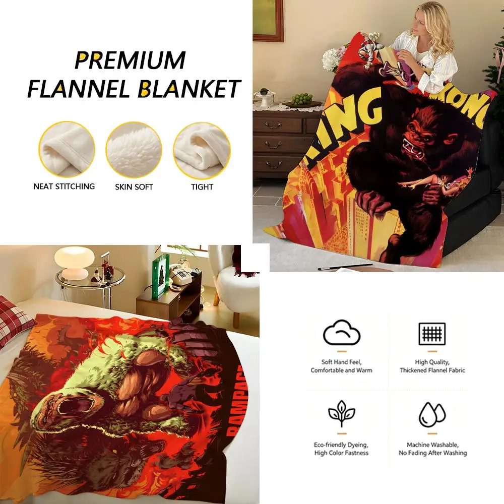 Movie K-King K-Kong Throw Flannel Blanket, Soft Warm, Durable & Washable cute Cool