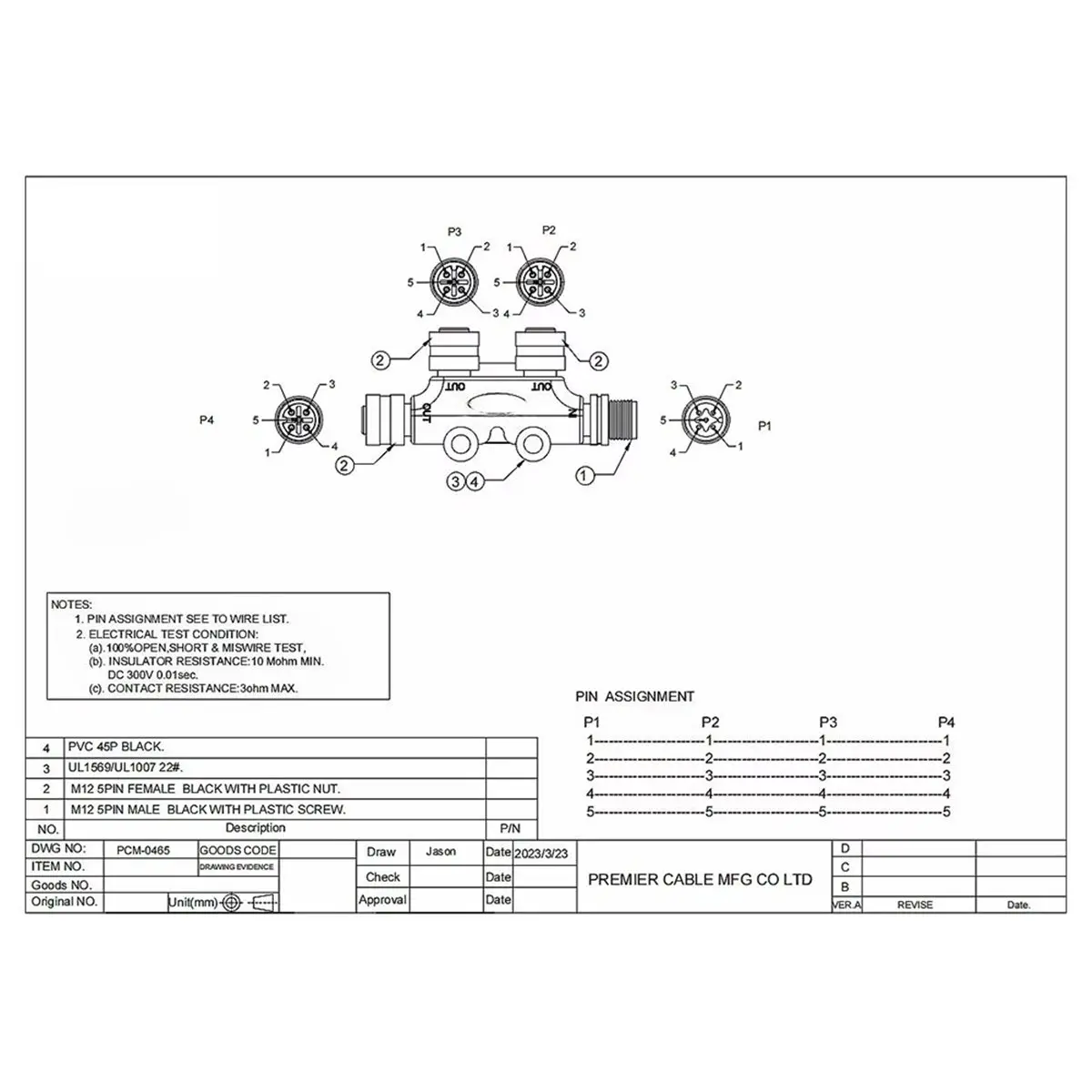 4Port 5Pin Thread IP67 Waterproof NMEA 2000 N2k Tee T Connector for for for Network