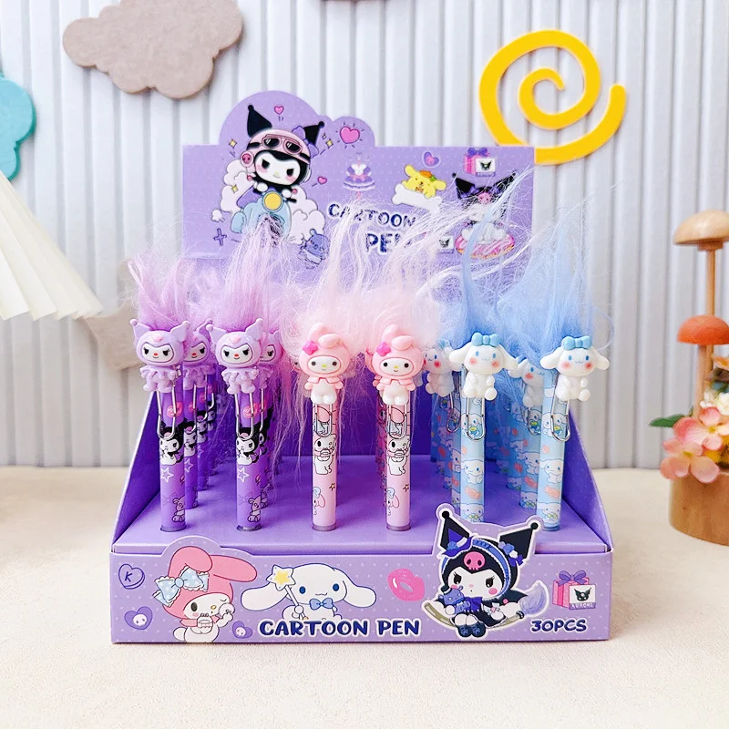 30 pcs/lot Kawaii Sanrio Melody Kuromi Cinnamoroll Press Gel Pens Cute 0.5mm Black Ink Neutral Pen Office School Supplies Gift