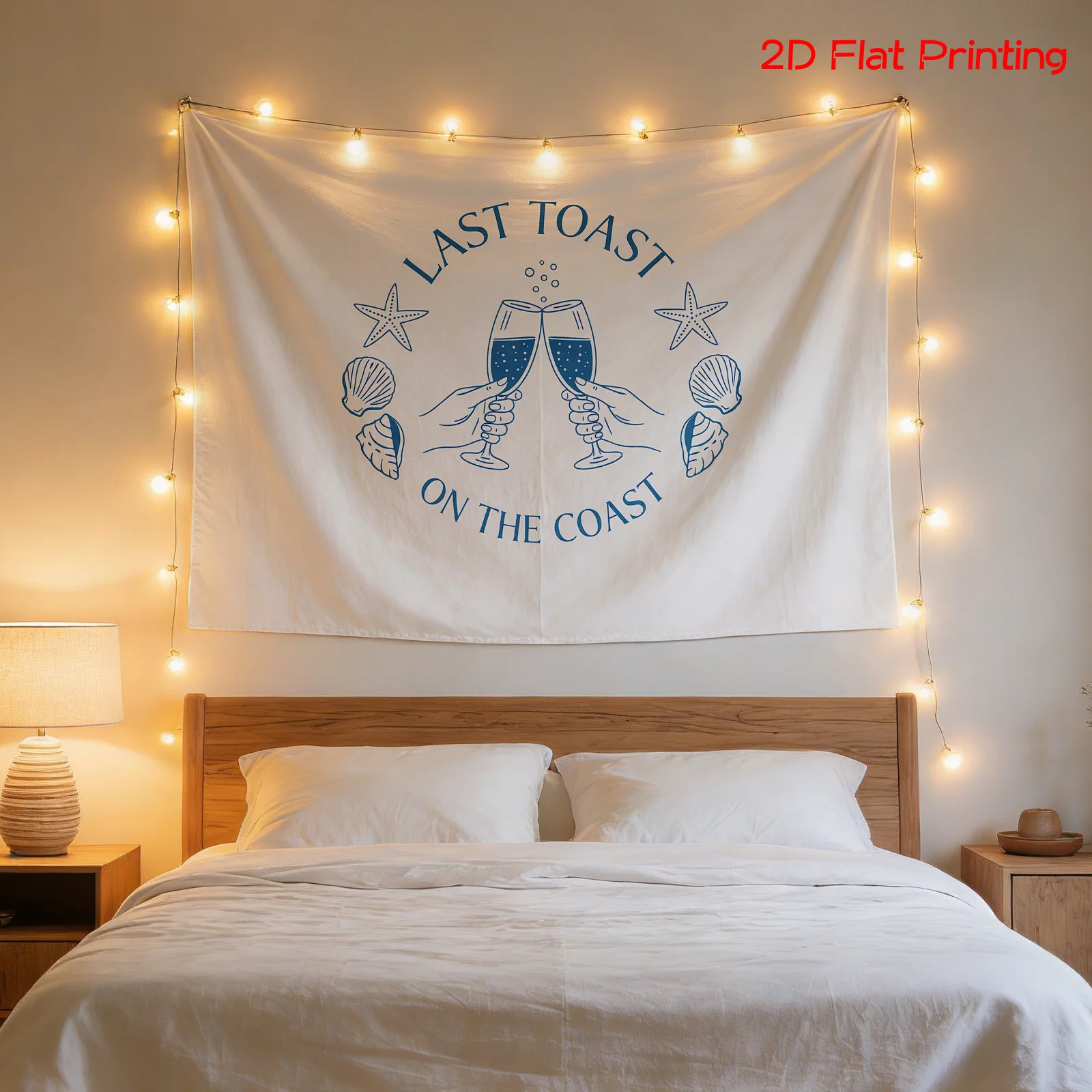 Coastal Tapestry Wall Hanging Nautical Beach Decor Last Toast Drinks Banner Large Size Home Decoration
