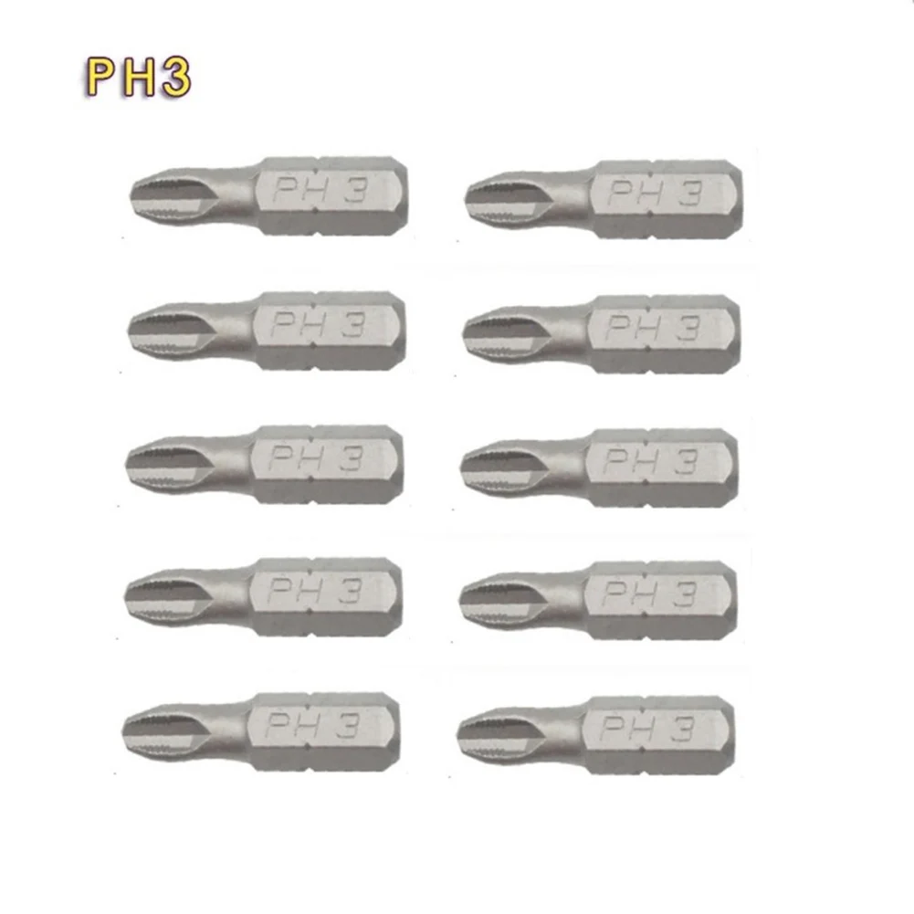 10pcs Electric Hex Shank Screwdriver Bits PH1 PZ1 PH2 PZ2 PH3 PZ3 Magnetic Anti Slip 25mm For 1/4\