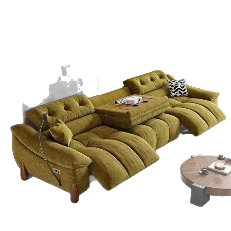 Cream Wind Snow Neil Multifunctional Sofa Electrically Adjustable Size Apartment Retro Zero Wall Fleece Fabric Sofa