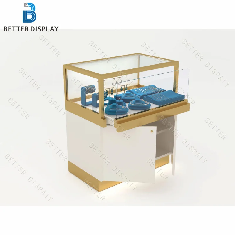 custom.High-End Luxury Jewelry Display Showcase Tempered Glass LED Light Modern Counter Furniture Cabinet Stand Shop Displ