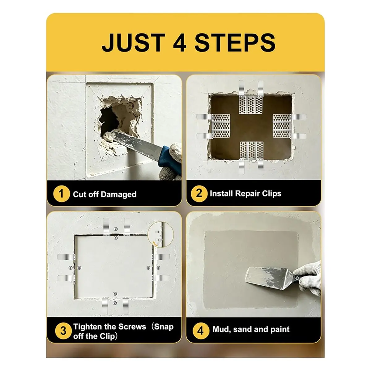 20 Pack Drywall Repair Clips,Easy Install Drywall Clip Drywalls Patch Clip Drywall Repair Kit for Damaged Wall Sheetrock