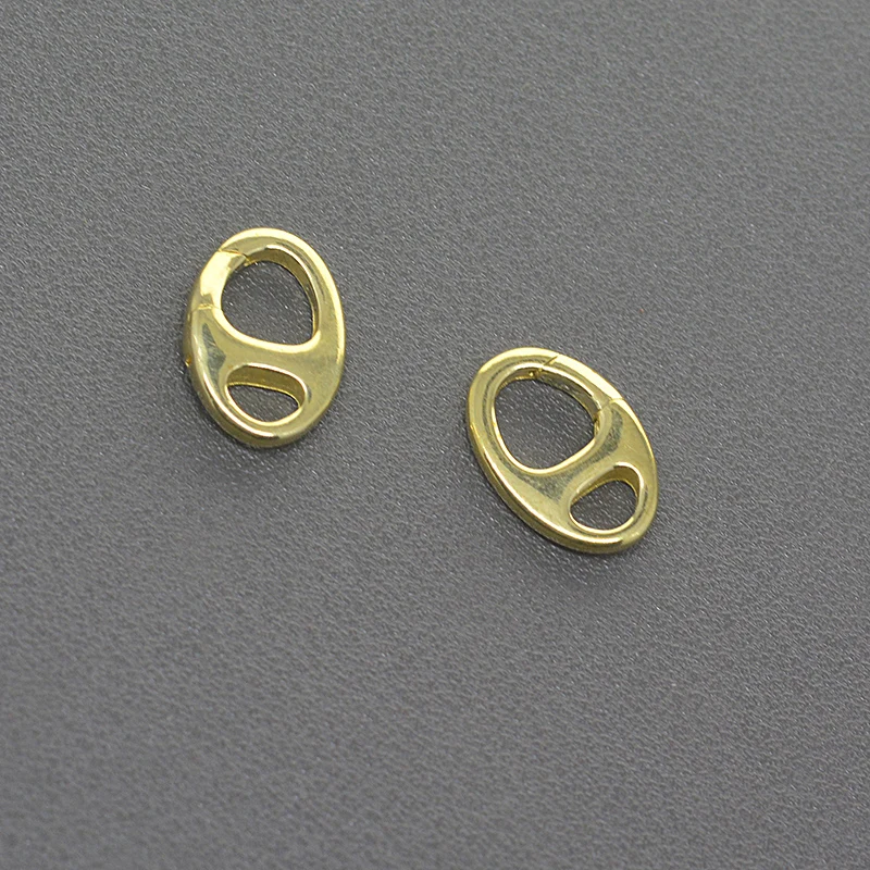 2pcs Korea Small 17mm 0.6inch Solid Brass Oval Pig Nose Pignose Snap Spring Hook Clasp Jewelry DIY Accessory