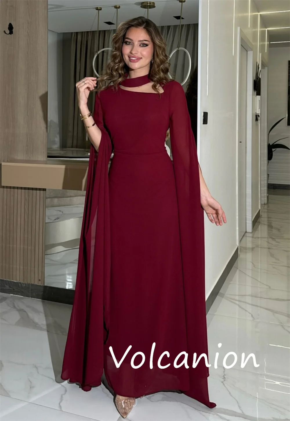 Personalizado pastrol jérsei plissado a linha gola alta vestidos longos sob medida ocasião tamanhos disponíveis moda