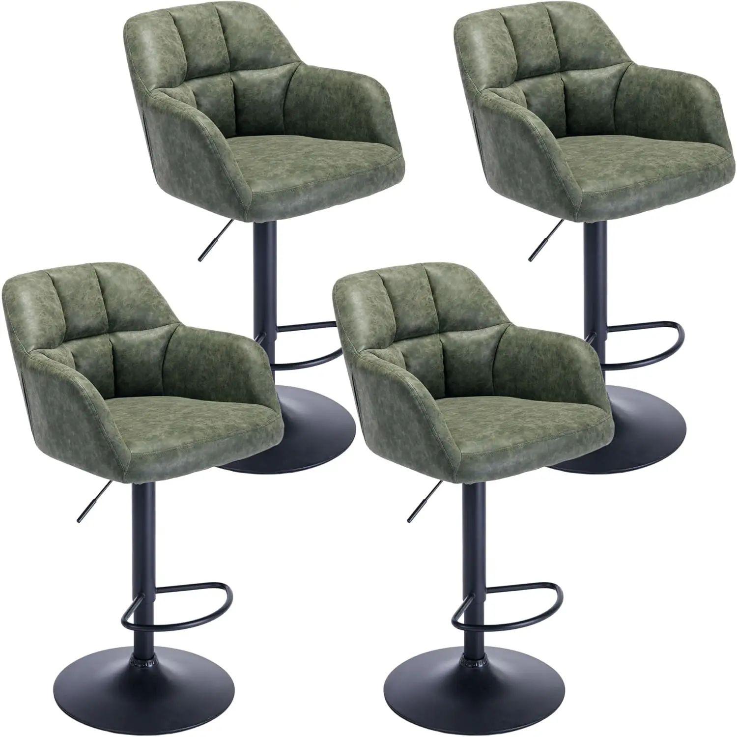 

Современные поворотные барные стулья, комплект из 4 штук, с высотой подседельной части для барной стойки, регулируемые, с металлической подставкой для ног, из искусственной кожи, на заказ