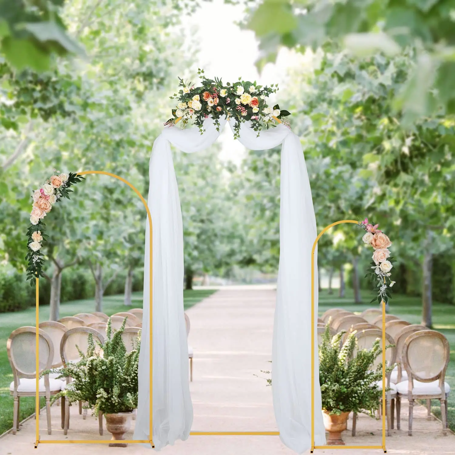 Metal Wedding Arch, Set of 3 Backdrop Stand for Wedding, Bridal, Indoor Outdoor Party Decoration