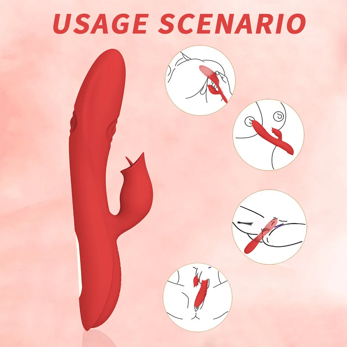 7-frequency Tongue Licking And Slapping Vibrator Three-point Vibration Vaginal Massager Clitoral G-spot Stimulator Adult Sex Toy