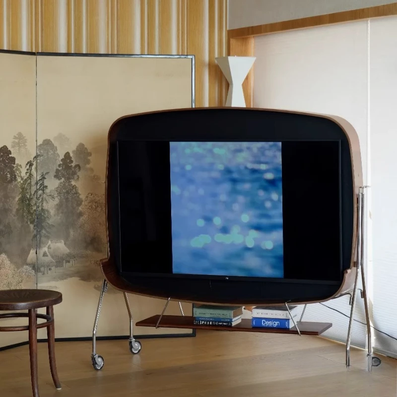 

Mobile TV cabinet, small apartment, simple modern light luxury, high-end floor bracket, suspended medium and ancient style