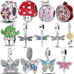 Original Insect Dangle Charm Silver Plated Butterfly Dragonfly Ladybug Charm Beads fit MULA Bracelet Jewelry