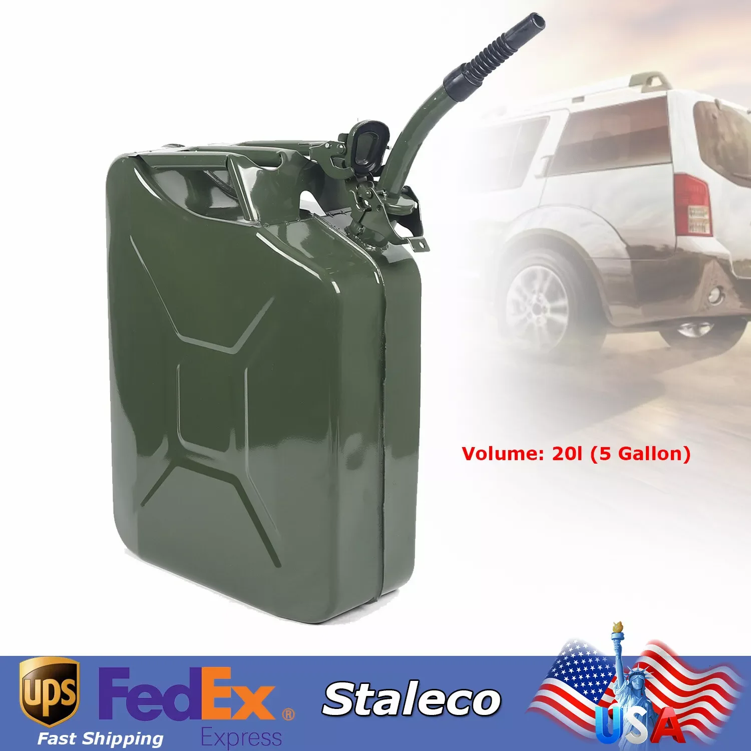 

5 Gallon Gas Can 20L Fuel Container Emergency Backup Diesel Tank Fuel Tank, Oil Gasoline Gas Steel Tank with Spout