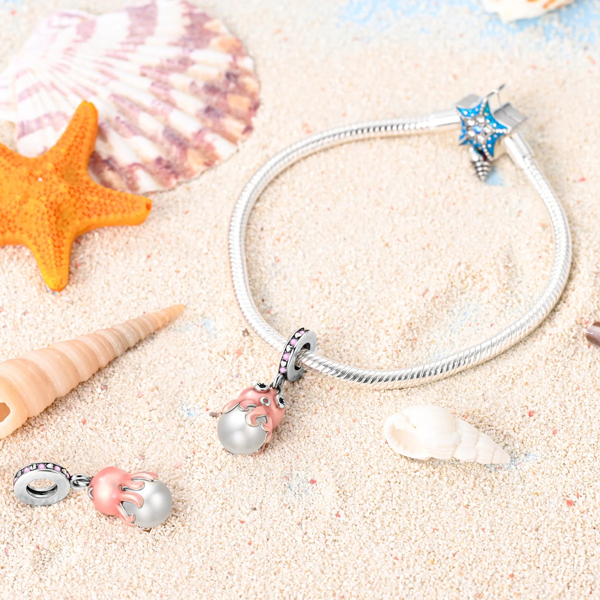 Ocean Series Charms Silver Plated Turtle Starfish Octopus Charms Beads Pendants Fit Original Bracelet DIY Jewelry Making