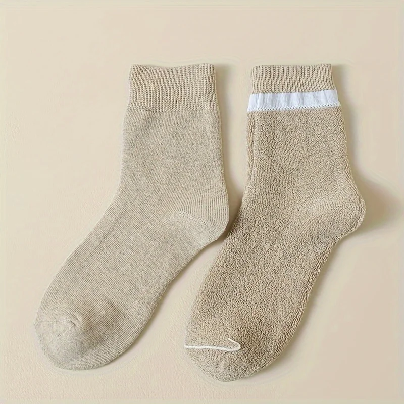 8/4/1 Double Stocking Children's Autumn and Winter Collection Solid Color Woolen Circle Middle Tube Socks Ins Trendy Versatile