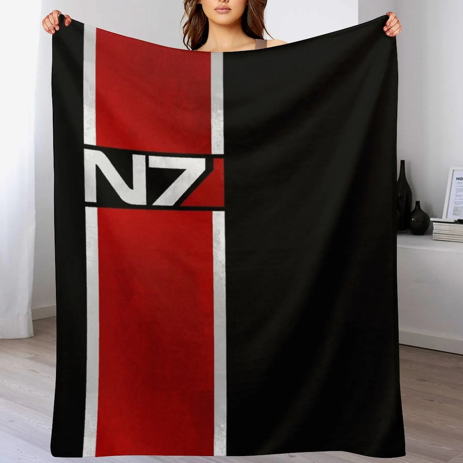 

Mass Effect Vertical N7 Throw Blanket Sofa Throw halloween Picnic Hair Blankets