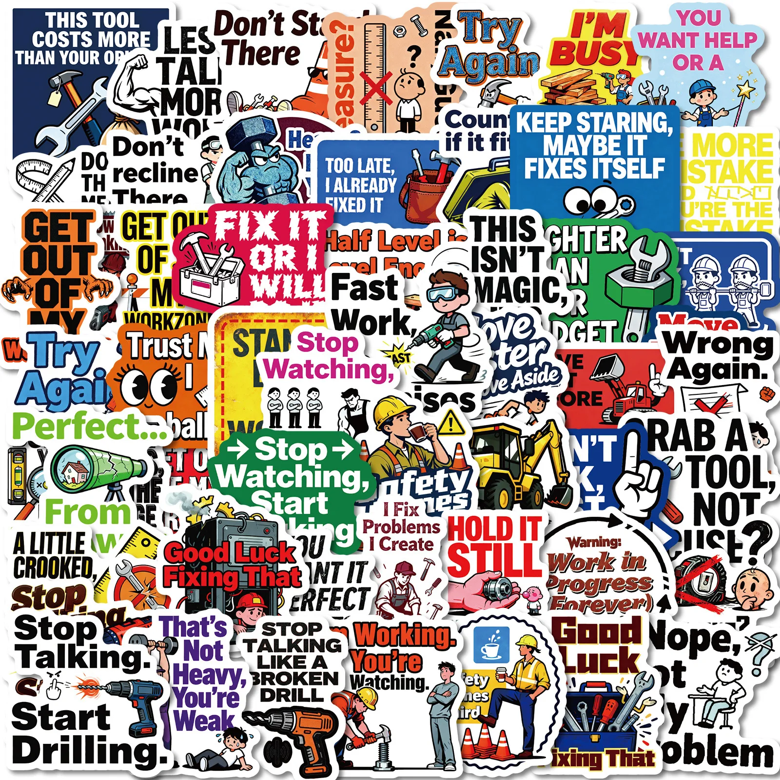 10/50PCS Engineer Graffiti Stickers Funny English Phrases Cartoon Decoration DIY Toys Laptop Guitar Car Biike Skateboard Decals