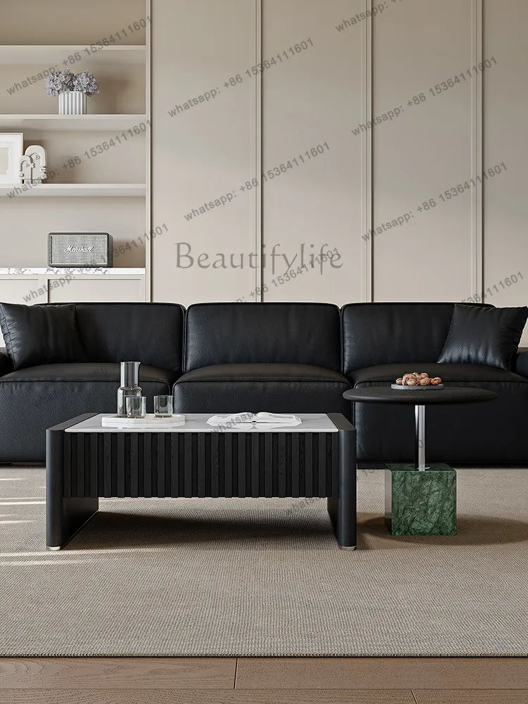 LD Italian Minimalist Solid Wood Coffee Table Living Room Square Edge Table Combination Household
