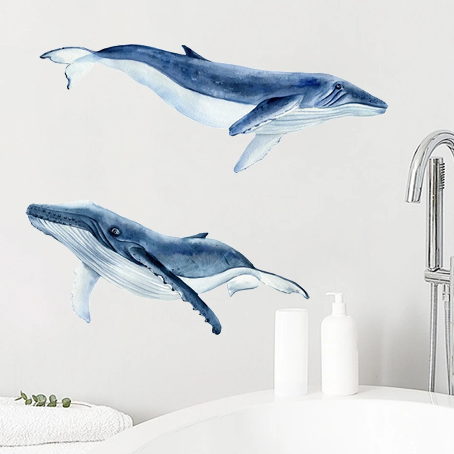 Cartoon Devil rays Manta Fish Wall Stickers for Home Bathroom Decor Art Nursery Decals Removable Murals Applicable to Tile Glass