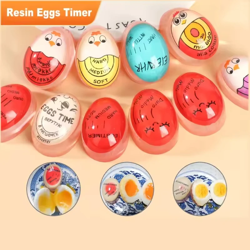 Eco-Friendly Resin Red Eggs Timer Egg Timer Resin Boiled Egg Cooker Color Changing CookingTemperature Observer Kitchen Tool
