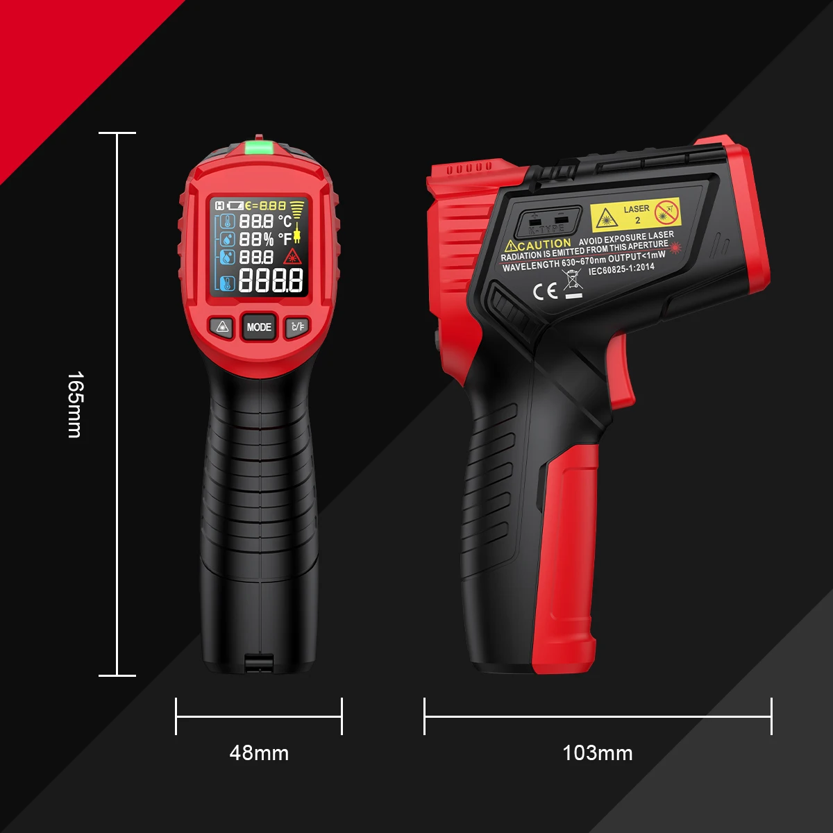 HABOTEST HT651D termometro a infrarossi misuratore di temperatura Laser-50-800 ℃ misuratore di temperatura Laser a infrarossi industriale senza