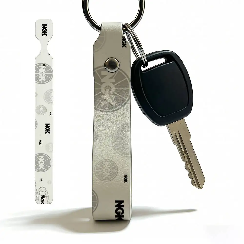 For Ngk PU Leather Motorcycle Keychain Universal Motorbike Key Ring Holder For Riders Men Gift