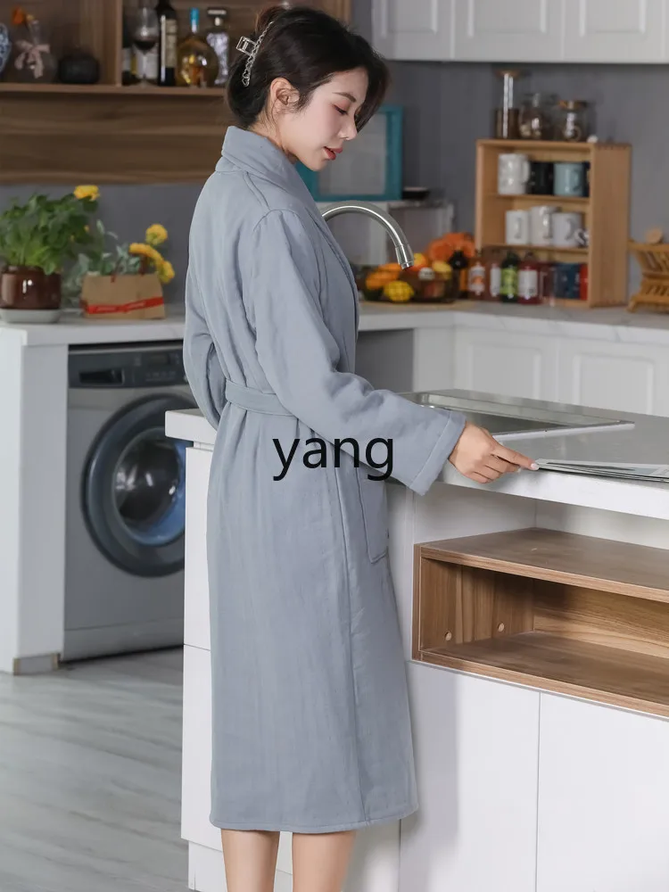 LMM men's and women's absorbent nightgown autumn and winter thickened four-season universal adult yukata