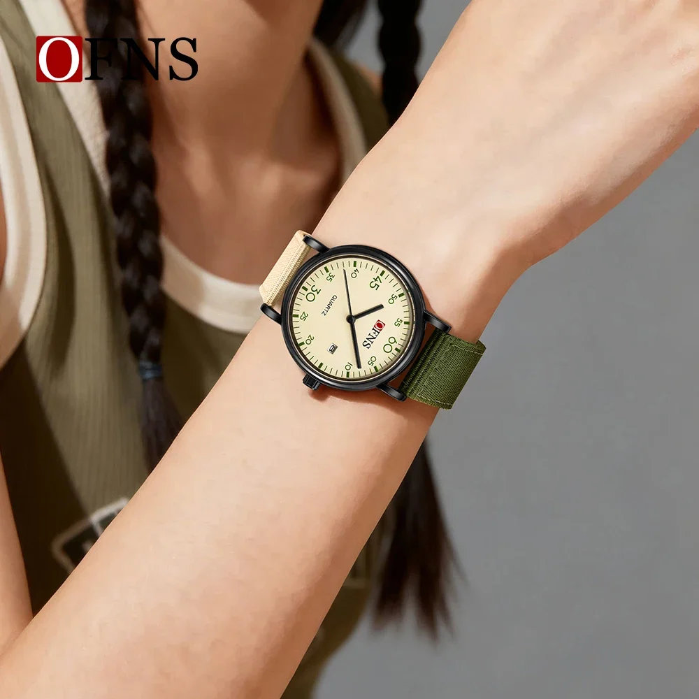 ساعة OFNS 1593 للرجال 3ATM مقاومة للماء وخفيفة الوزن بتصميم ريترو وألوان متباينة وعصرية كاجوال للجنسين