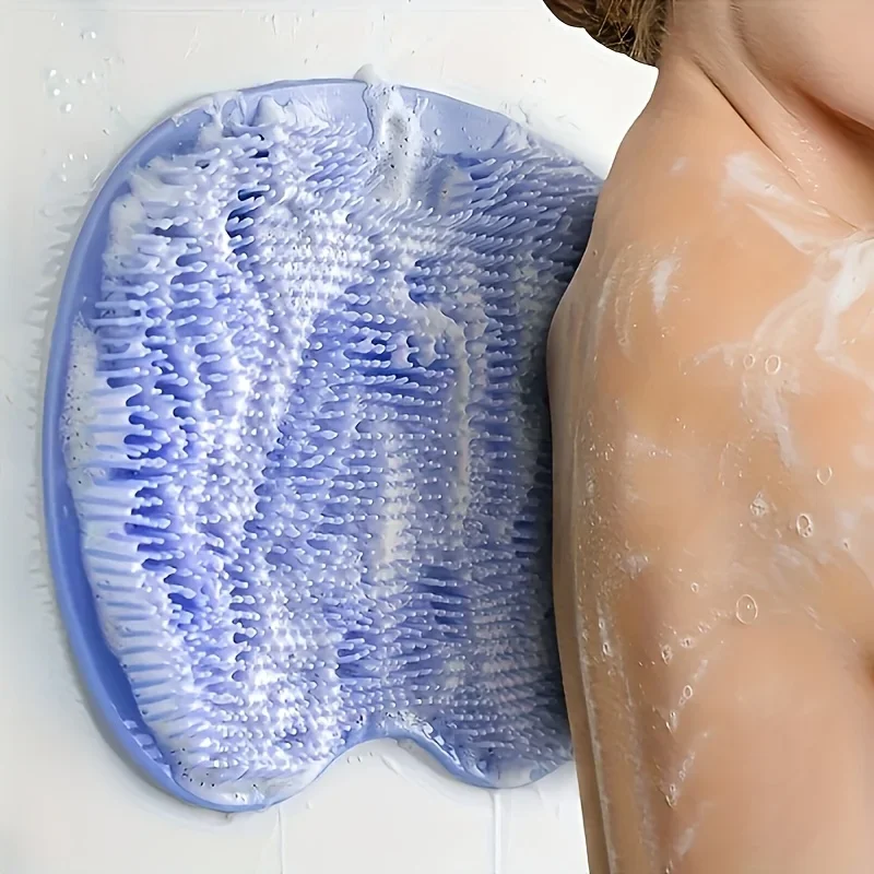 Non-Slip Silicone Foot Massage Mat with Wall-Mounted Back Scrubber, Wireless Foot Massager Pad for Home Use