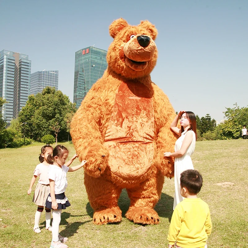 زي التميمة المزدوج العملاق القابل للنفخ على شكل دب وفتاة للبالغين، دمية المشي لإكسسوارات حفلات الهالوين وعيد الميلاد #1