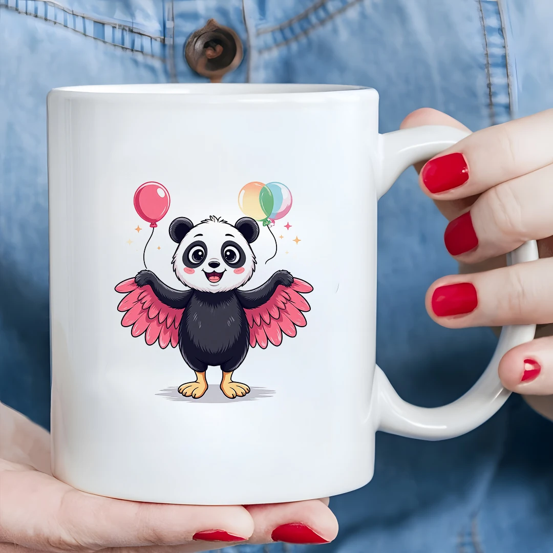 

11oz cartoon panda mug kids drink cup Christmas gift rainbow balloon cup home party creative mug
