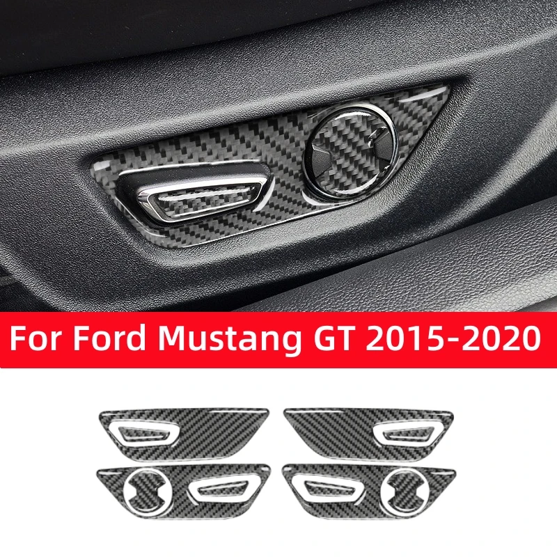 For Ford Mustang GT 2015-2021 Car Accessories Carbon Fiber Interior Car Seat Adjust Button Panel Frame Trim Cover Sticker Decor