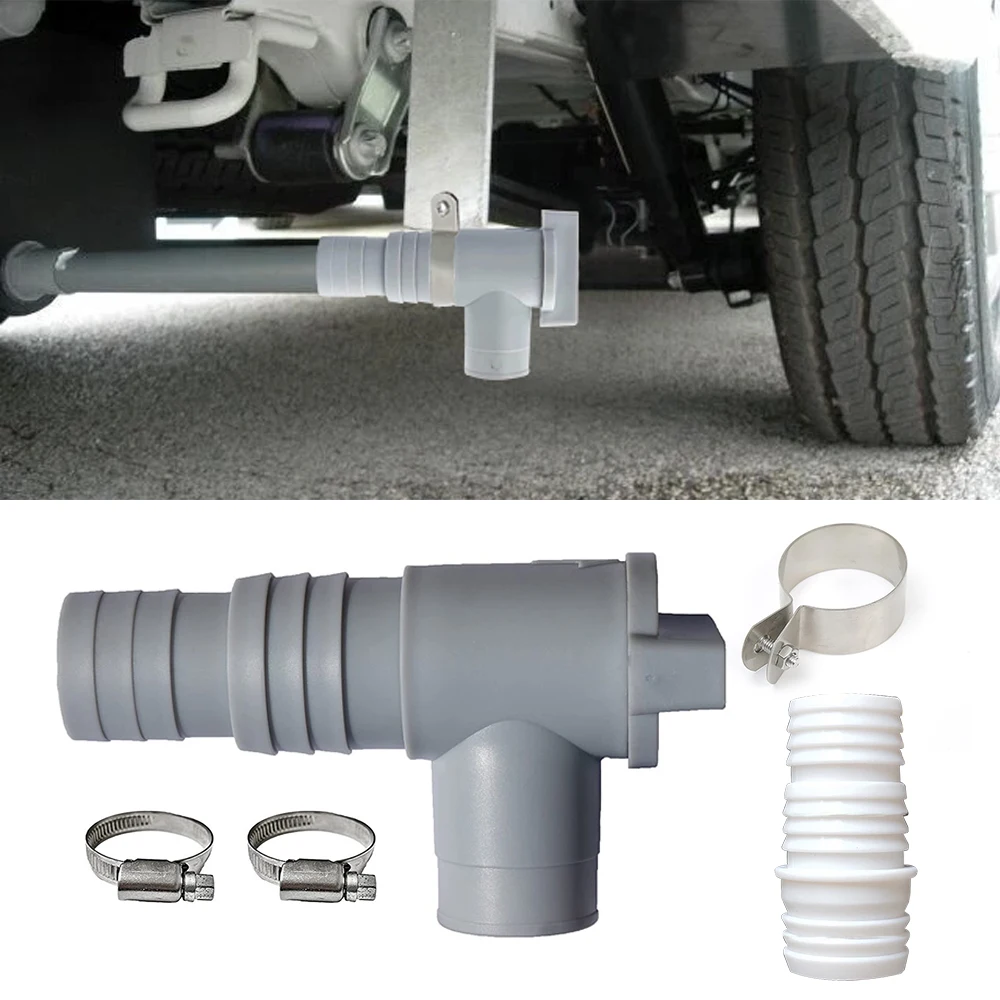 RV Waste Water Tank Drainage Drain Set Motorhome Drain Valve Pipe Adapter 28mm 32mm Mounting Bracket Caravan Camper Accessories