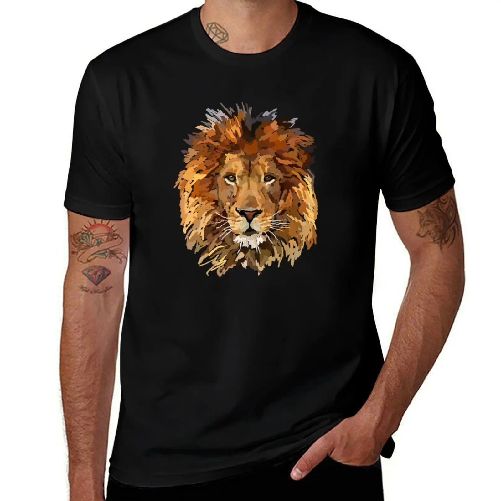 Colored pencil Lion T-Shirt customs design your own summer clothes plus sizes mens t shirts casual stylish