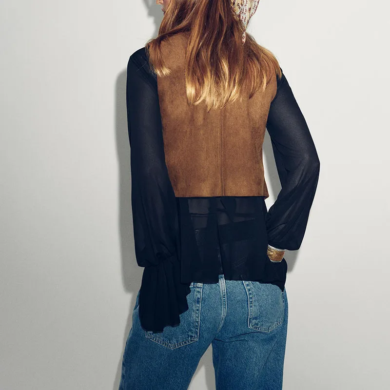 새로운 가을 여성용 비즈 자수 인조 벨벳 조끼 스트리트 스타일 단추 하나로 여밈 기타 소재 00%