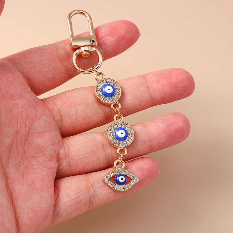 Aihua boa sorte turco azul olho chaveiro mal olhado tiras de telefone titular chave do carro mulher moda jóias presentes diy bugigangas