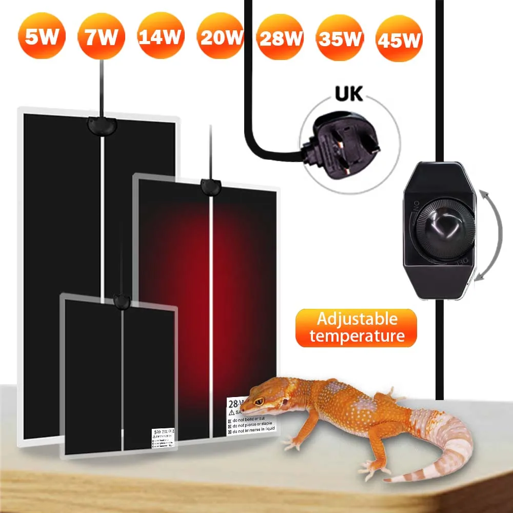 UK Plug Terrarium gady mata grzewcza wspinaczka Pet regulowany regulator temperatury ogrzewanie ciepłe podkładki na akcesoria akcesoria