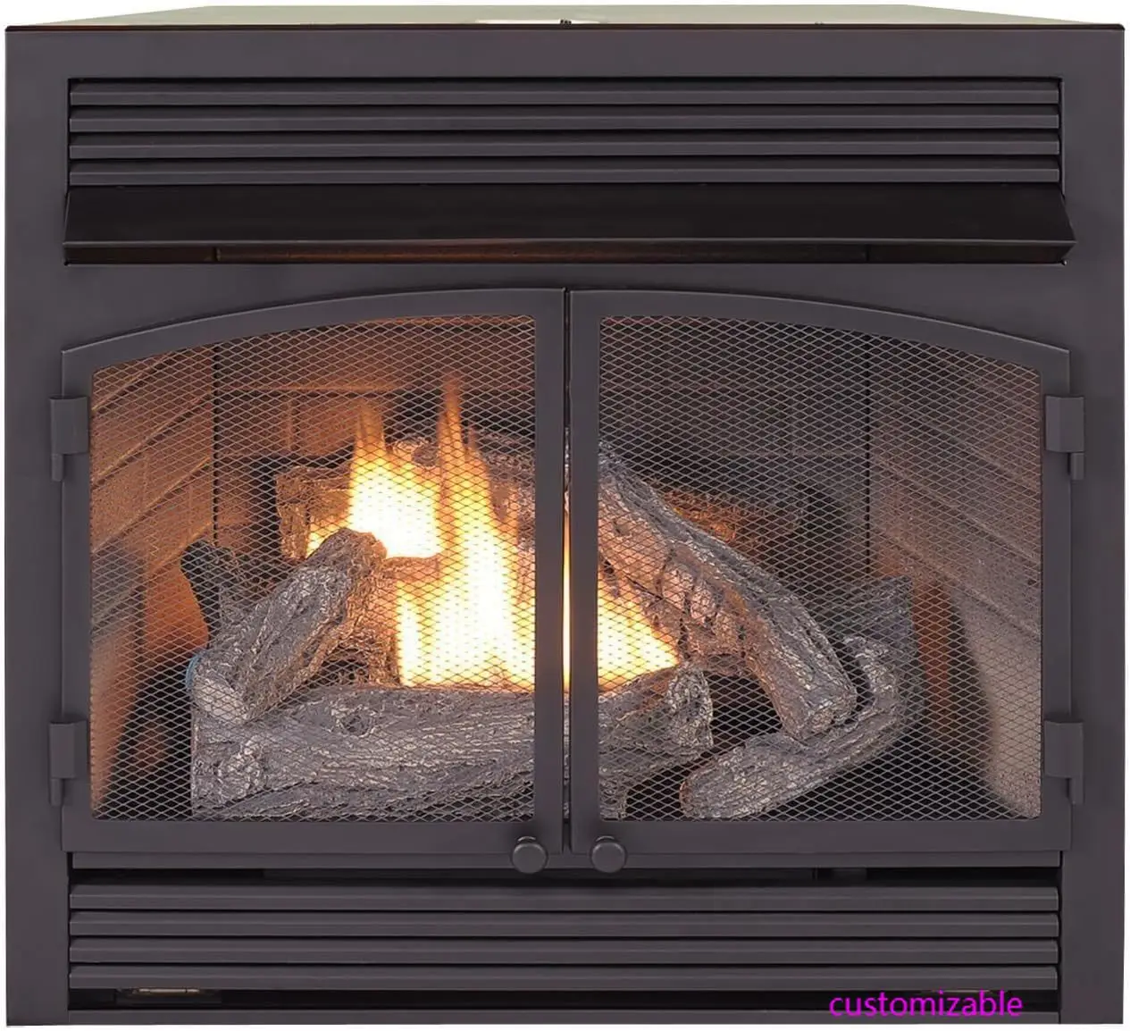 

Dual Fuel Ventless Gas Fireplace Insert, Remote Control, 6 Fire Logs, Use with Natural Gas or Liquid Propane, 32000 BTU, Black