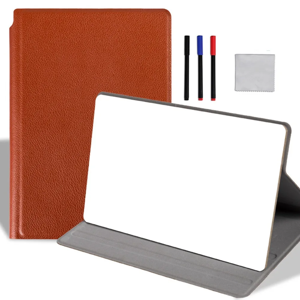 Multi-Purpose PU Leather Whiteboard Reusable Freestanding Whiteboard Notebook Dry Erase Foldable Whiteboard Notepad Students